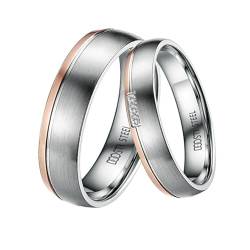 DOOSTI Ehering/Partnerring/Trauring Dainty - Bicolor Chirurgischer Edelstahl 316 L - Damen und Herren Variante - mit Gratis Gravur (Ring ohne Stein, 58) von DOOSTI