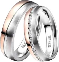 DOOSTI Ehering/Partnerring/Trauring HOPE BICOLOR Chirurgischer Edelstahl 316L – Damen und Herren Variante - mit Gratis Gravur (Ring mit Stein, 66) von DOOSTI