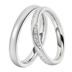 DOOSTI Trauring/Ehering/Partnerring - Chirurgischer Edelstahl 316L - hochwertiger Edelstahlring - Damen und Herren Variante - Mit Gratis Wunschgravur (Ring mit Zirkonia, 56) von DOOSTI