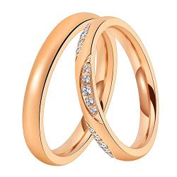 DOOSTI Trauring/Ehering/Partnerring INSPIRATION ROSE Chirurgischer Edelstahl 316L - hochwertiger Edelstahlring Rosegold vergoldet- Damen und Herren Variante - Mit Gratis Gravur (Ring mit Zirkonia, 50) von DOOSTI