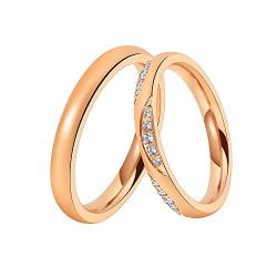 DOOSTI Trauring/Ehering/Partnerring INSPIRATION ROSE Chirurgischer Edelstahl 316L - hochwertiger Edelstahlring Rosegold vergoldet Damen und Herren Variante Mit Gratis Gravur (Ring ohne Zirkonia, 50) von DOOSTI