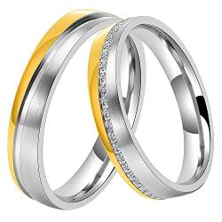 DOOSTI Trauring/Ehering/Partnerring - NEW HOPE Chirurgischer Edelstahl 316L Bicolor - hochwertiger Edelstahlring - Damen und Herren Variante - Mit Gratis Gravur (Ring mit Stein, 64) von DOOSTI