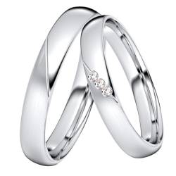 DOOSTI Trauring/Ehering/Partnerring - Silber 925/- Silber Ring - hochwertiger Silberring - Damen und Herren Variante - Mit Gratis Wunschgravur (Ring mit Zirkonia, 48) von DOOSTI