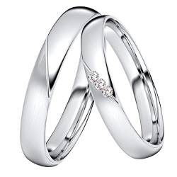 DOOSTI Trauring/Ehering/Partnerring - Silber 925/- Silber Ring - hochwertiger Silberring - Damen und Herren Variante - Mit Gratis Wunschgravur (Ring mit Zirkonia, 52) von DOOSTI