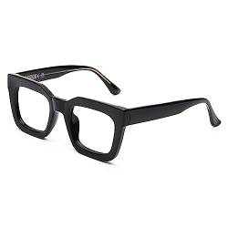 DOOViC Anti Blaulicht Brille Damen ohne Stärke Schwarzer Dicker Rahmen Modern Computerbrille Brille von DOOViC