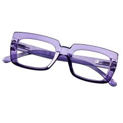 DOOViC Blaulichtfilter Brille Computerbrille ohne Sehstärke Blau Violett Rechteckig Großes Gestell Brille ohne Stärke für Damen von DOOViC