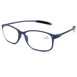 DOOViC Blaulichtfilter Computer Lesebrille Blau/Eckig Flexible Bügel Brille mit Stärke für Damen/Herren 1,0 von DOOViC