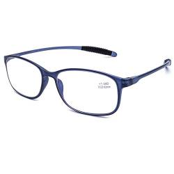 DOOViC Blaulichtfilter Computer Lesebrille Blau/Eckig Flexible Bügel Brille mit Stärke für Damen/Herren 2,25 von DOOViC