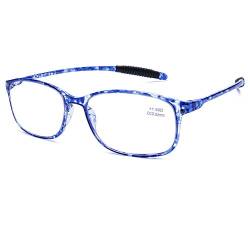 DOOViC Blaulichtfilter Computer Lesebrille Blau Schildkröte/Eckig Rahmen Leichte Brille/Lesehilfe/Sehhilfe mit Stärke für Herren 2,0 von DOOViC