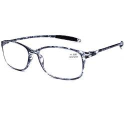 DOOViC Blaulichtfilter Computer Lesebrille Grau Schildkröte/Eckig Rahmen Leichte Brille/Lesehilfe/Sehhilfe mit Stärke für Herren 1,25 von DOOViC