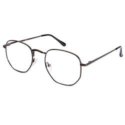 DOOViC Blaulichtfilter Computer Lesebrille Metall Bronze Dünner Rahmen Große Gläser Brille mit Stärke für Damen/Herren 2,75 von DOOViC