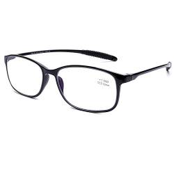 DOOViC Blaulichtfilter Computer Lesebrille Schwarz/Eckig Flexibel Anti Rutsch Brille mit Stärke für Damen/Herren 1,0 von DOOViC