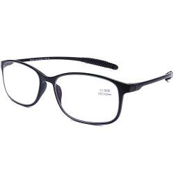 DOOViC Blaulichtfilter Computer Lesebrille Schwarz/Rechteckig Rahmen Brille mit Stärke für Damen/Herren 1,5 von DOOViC