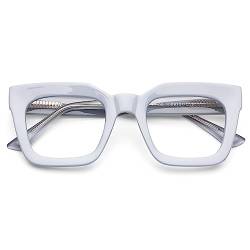 DOOViC Blaulichtfilter Computerbrille Lesebrille 1.5 Blau Eckig Dicker Rahmen Lesehilfe Brille mit Stärke von DOOViC