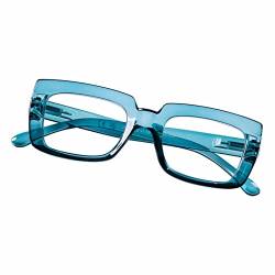DOOViC Blaulichtfilter Lesebrille 2,5 Großes für Damen Gestell Türkis Rechteckig Computerbrille Brille mit Sehstärke von DOOViC