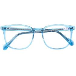DOOViC Blaulichtfilter Lesebrille Damen 3.0 Rund Größe Gläser Blau Rahmen Computerbrille Lesehilfe mit Stärke von DOOViC