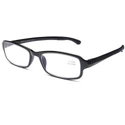 DOOViC Blaulichtfilter Lesebrille Flexible Schwarze Computer Brille mit Stärke Eckig Vollrand Blaufilter Lesehilfe für Damen Herren 1,0 von DOOViC