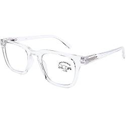 DOOViC Blaulichtfilter Lesebrille Transparent/Eckig Rahmen Computerbrille mit Sehstärke für Damen/Herren 2,75 von DOOViC