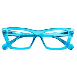 DOOViC Computerbrille Blaulichtfilter Brille Damen Anti Müdigkeit Brille ohne Stärke Türkis/Katzenaugene Rahmen von DOOViC