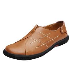 DOOXI Herren Comfort Geschäft Slip On Freizeitschuhe Mode Flach Mokassins Loafers Schuhe Hellbraun 44 von DOOXI