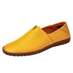 DOOXI Herren Comfort Geschäft Slip On Freizeitschuhe Mode Mokassins Flach Loafers Schuhe Gelb 40 von DOOXI