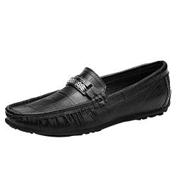 DOOXI Herren Freizeit Geschäft Loafers Schuhe Slip On Mokassins Flach Bootsschuhe Schwarz 41 von DOOXI