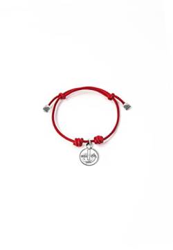 Gioielli PDO - Baumwollkordelarmband - 1 Lira Coin Charm - Sterling Silber - Handgefertigt in Italien - Hypoallergener Anhänger - 925 Sterling Silber - Rote Farbe - 2 Jahre Garantie von DOP Gioielli