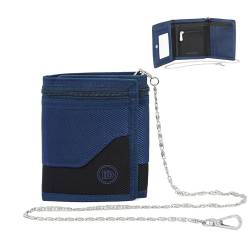 DORANODOR Herren Geldbörse aus Spinnstoff mit RFID-Schutz & Mini Müntzfach, 6 Kartenhalter in das Portmonee enthalten & Kette um das Portemonnaie festzuhalten, geeignet für Jugendliche und Bicker von DORANODOR