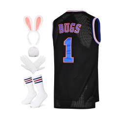 Herren Basketball Trikot Lola #10 Bugs #1 Space Movie Jersey 90S Hip Hop Kleidung Shirt für Party, #1 Schwarz, Mittel von DORISUBE
