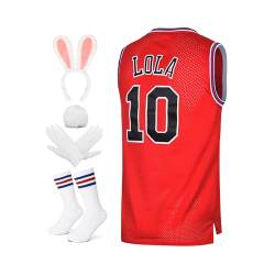 Herren Basketball Trikot Lola #10 Bugs #1 Space Movie Jersey 90S Hip Hop Kleidung Shirt für Party, #10 Rot, Klein von DORISUBE