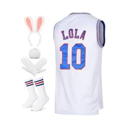 Herren Basketball Trikot Lola #10 Bugs #1 Space Movie Jersey 90S Hip Hop Kleidung Shirt für Party, #10 Weiß, XL von DORISUBE