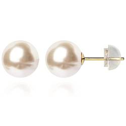DORO KIMI Damen-Ohrringe aus 585 Gold mit Swarovski-Perlen (8mm Perle) von DORO KIMI