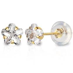 Doro Kimi Damen Ohrstecker gold 585 14 Karat Gelbgold Zirkonia mit 14Karat Silikon ohrstecker verschluss (3, Blume) von DORO KIMI