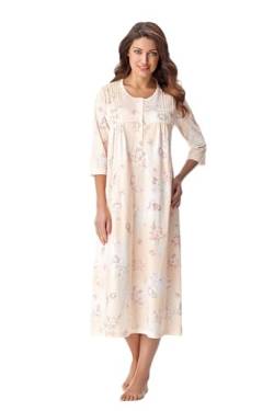 DOROTA Elegantes, langes Damen-Baumwoll-Nachthemd / Sleepshirt oder Morgenmantel, Made in EU, Sleepshirt-lachs, Gr. 3XL (46) von DOROTA