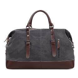 DORRISO Elegant Herren Reisetasche Grosse Kapazität Weekender Tasche 55L Handgepäck Tasche für Business Lässig Camping Wandern Draussen Leinwand Herren Sporttasche Grau von DORRISO