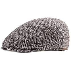 DORRISO Herren Flache Kappe Schirmmützen Leicht Komfortabel Herren Schiebermütze Driving Cabbie Fahrhut Newsboy Cap Reise Freizeit Urlaub Flat Cap Grau von DORRISO