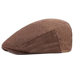 DORRISO Herren Flache Kappe Schirmmützen Leicht Komfortabel Herren Schiebermütze Driving Cabbie Fahrhut Newsboy Cap Reise Freizeit Urlaub Flat Cap Khaki A von DORRISO