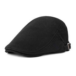 DORRISO Herren Flache Kappe Vintage Schirmmützen Herren Schiebermütze Driving Cabbie Fahrhut Newsboy Cap Reise Freizeit Urlaub Flat Cap Schwarz A von DORRISO