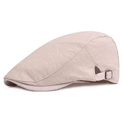 DORRISO Mode Herren Flache Kappe Schirmmützen Leicht Komfortab Einstellbare Schiebermütze Driving Cabbie Fahrhut Newsboy Cap Reise Freizeit Urlaub Baumwolle Flat Cap Beige von DORRISO