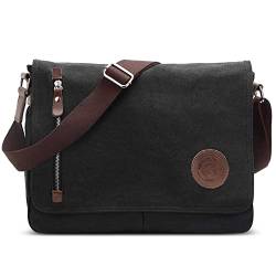 DORRISO Mode Umhängetasche Herren Schultertasche Canvas Schultertaschen für 14 Zoll Laptop Kuriertasche Männer Casual Reise Schule Schultertasche Kuriertasche Schwarz von DORRISO