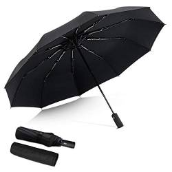 DORRISO Regenschirm für Herren und Damen, automatisch, faltbar, winddicht, für Geschäft, Reisen, wasserdicht, tragbar, für Reisen, Schwarz A, L, Faltbarer Regenschirm von DORRISO