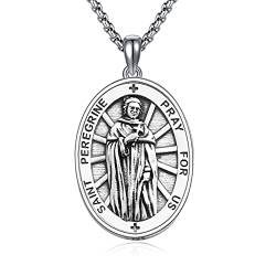 DOTBJ 925 Sterling Silber Saint Peregrine Halskette, katholische Patron St. Peregrine Medal Kette Geschenke für Männer Frauen von DOTBJ