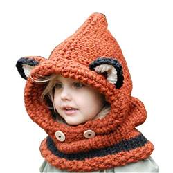 Warme Baby Mütze Schal Set, DOTBUY Kleinkind Kinder Hüte Junge Mädchen Gestrickte Häkeln Beanie Winter Slouch Beanie Kinder Unisex Gefüttert Strickmütze Wintermütze (orange) von DOTBU