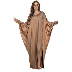 DOTBUY-SHOP Damen Kleid Muslimisches Einfarbig Fledermaus Ärmel Muslim Lange Robe Naher Osten Dubai Arab Islamischer Ramadan Sommerkleid Gebetskleidung Abaya für Frauen von DOTBUY-SHOP