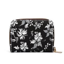 DOTBUY-SHOP Reisepasshülle Damen Männer, PU Reisepass Organizer, Tragbarkeit Passport Cover für Kreditkarten, Ausweis und Reisedokumente (1PC,Schwarz Weiße Blume) von DOTBUY-SHOP