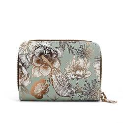 DOTBUY-SHOP Reisepasshülle Damen Männer, PU Reisepass Organizer, Tragbarkeit Passport Cover für Kreditkarten, Ausweis und Reisedokumente (2PC,Grüne Goldblume) von DOTBUY-SHOP