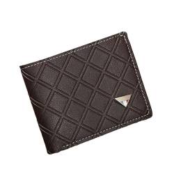 DOTBUY-SHOP Rhombus Muster Herren Geldbörse Leder, Geldbeutel für Männer - Portemonnaie Bifold Geldbörse, 3 Fächer für Kreditkarten + 1 Fotofenster + 2 Geldscheinfächer (Kaffeefarbe) von DOTBUY-SHOP