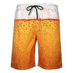 DOTBUY Badeshorts für Herren Lang, Sommer Persönlichkeit Creative 3D Druck Gemütlich Schnelltrocknend Badehose Jungen Männer mit Taschen Kurze Hosen fit Hawaii Strand Surf (L,Bier) von DOTBUY