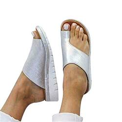 DOTBUY Damen Sandalen Sommer Plattform Sandale Schuhe, Frauen Bequeme Keilabsatz Elegant PU Leder Big Toe Hallux Valgus Unterstützung Sandale Schuhe Strand Reise Schuhe (CN39=245mm,Silber) von DOTBUY