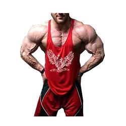 DOTBUY Gym Herren Tank Top, Men Tankshirt T-Shirt Achselshirt Unterhemden Ärmellos Muskelshirt Cotton Stringer Fitness Gym Shirt Solide Sport Vest (L, Rot) von DOTBUY